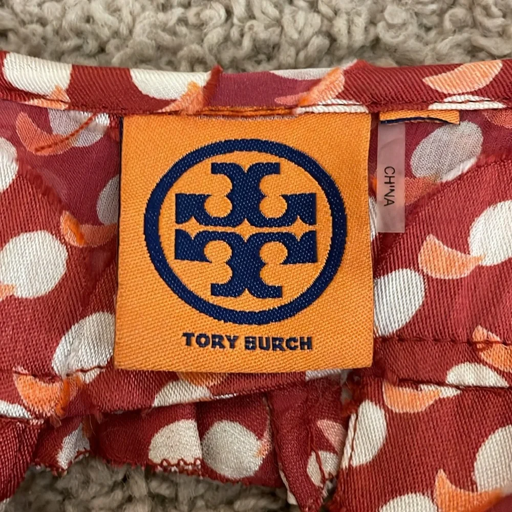 Tory Burch Janetta Silk Polka Dot Ruffle Dress 4 Asymmetric High Low Hem Keyhole